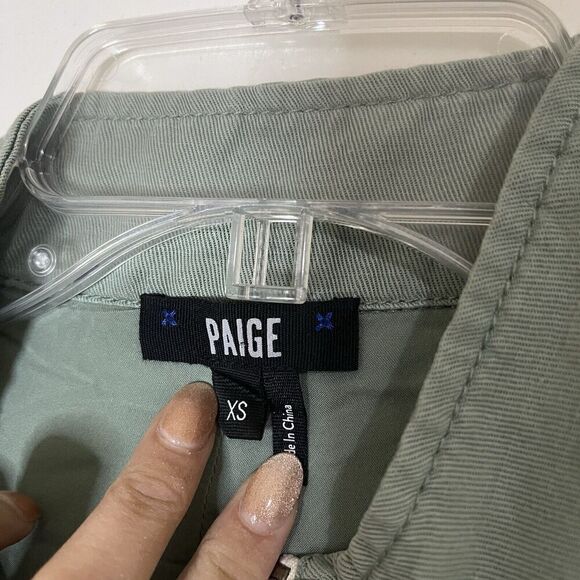 PAIGE army green full zip drawstring jacket size XS - Picture 2 of 7
